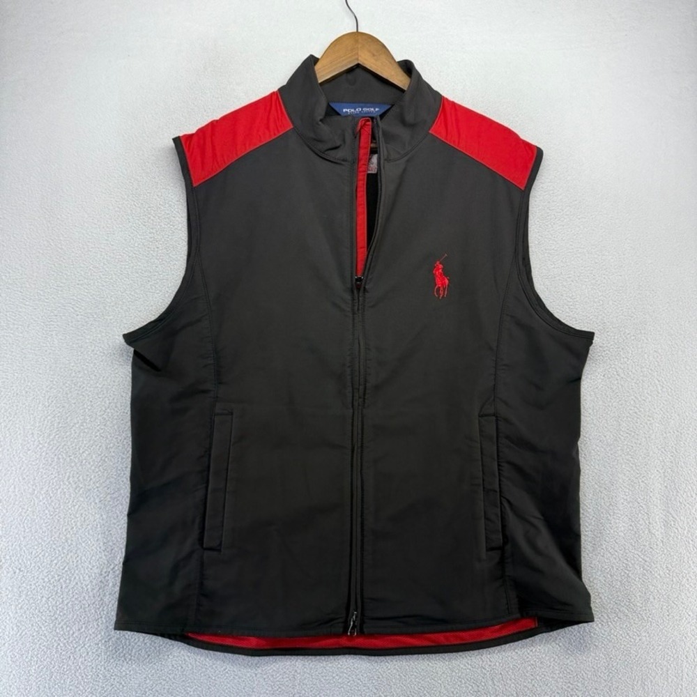 Ralph Lauren Vest Mens XL Black Red Detroit Golf Club Hummer Vintage Polo Golf